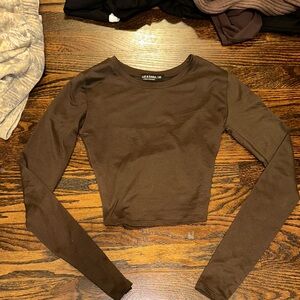 Elegant Brown Long Sleeve Top